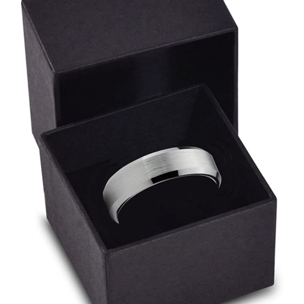 11.5 Tungsten Wedding Band Ring Men Women Comfort Fit Grey Bevel Edge Brushed